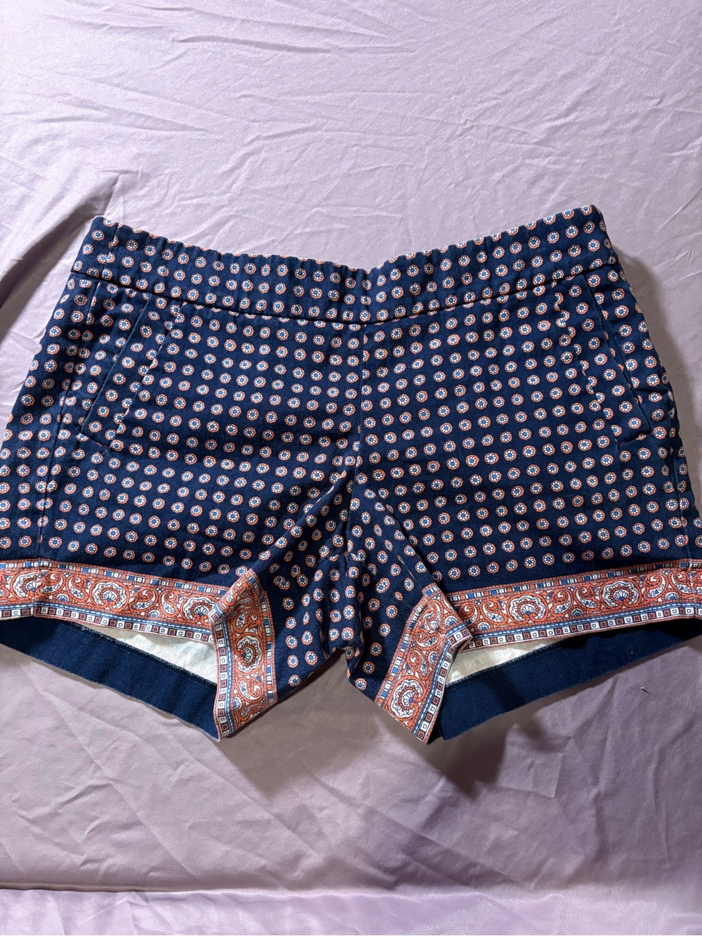 J. Crew Navy Printed Border-Trim High Waist Shorts